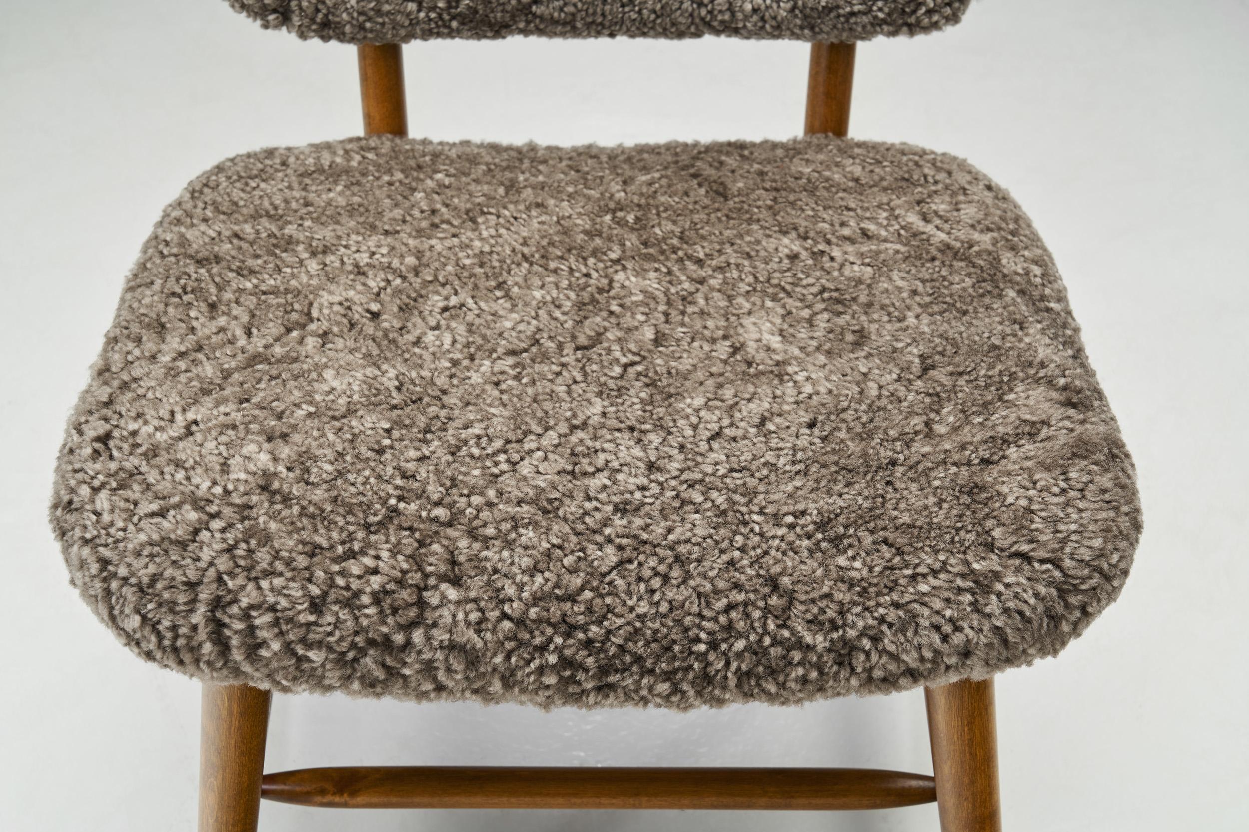 Swedish Mid-Century Easy Chair with Sheepskin, Sweden 1950s For Sale 4