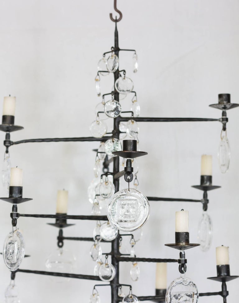 Swedish Mid Century Erik Hoglund Iron And Glass Chandelier For Swedish Mid Century Erik Hoglund Iron And Glass Chandelier For 5