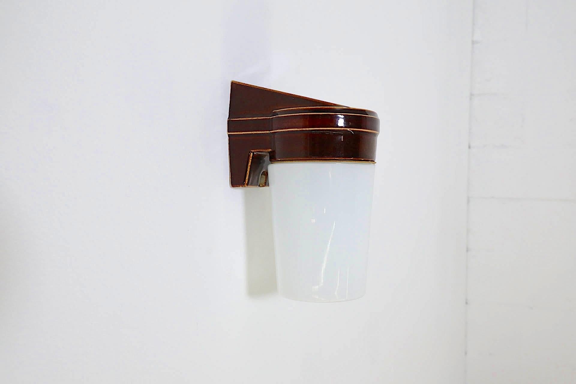Swedish Mid-Century Espresso Glazed Ceramic Sconce by Sigvard Bernadotte 5