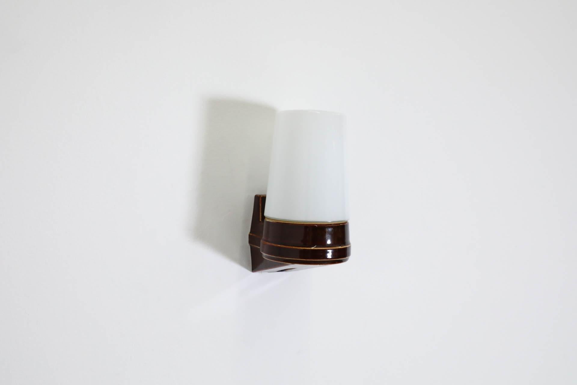 Swedish Mid-Century Espresso Glazed Ceramic Sconce by Sigvard Bernadotte In Good Condition In Los Angeles, CA