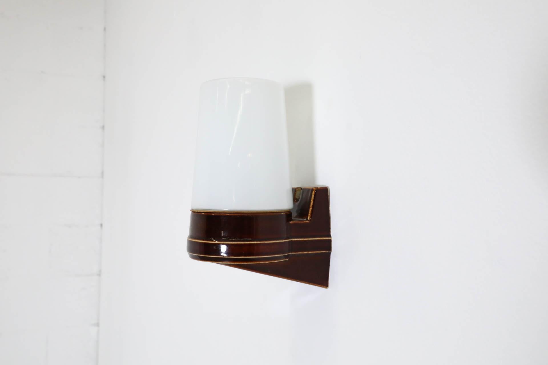 20th Century Swedish Mid-Century Espresso Glazed Ceramic Sconce by Sigvard Bernadotte