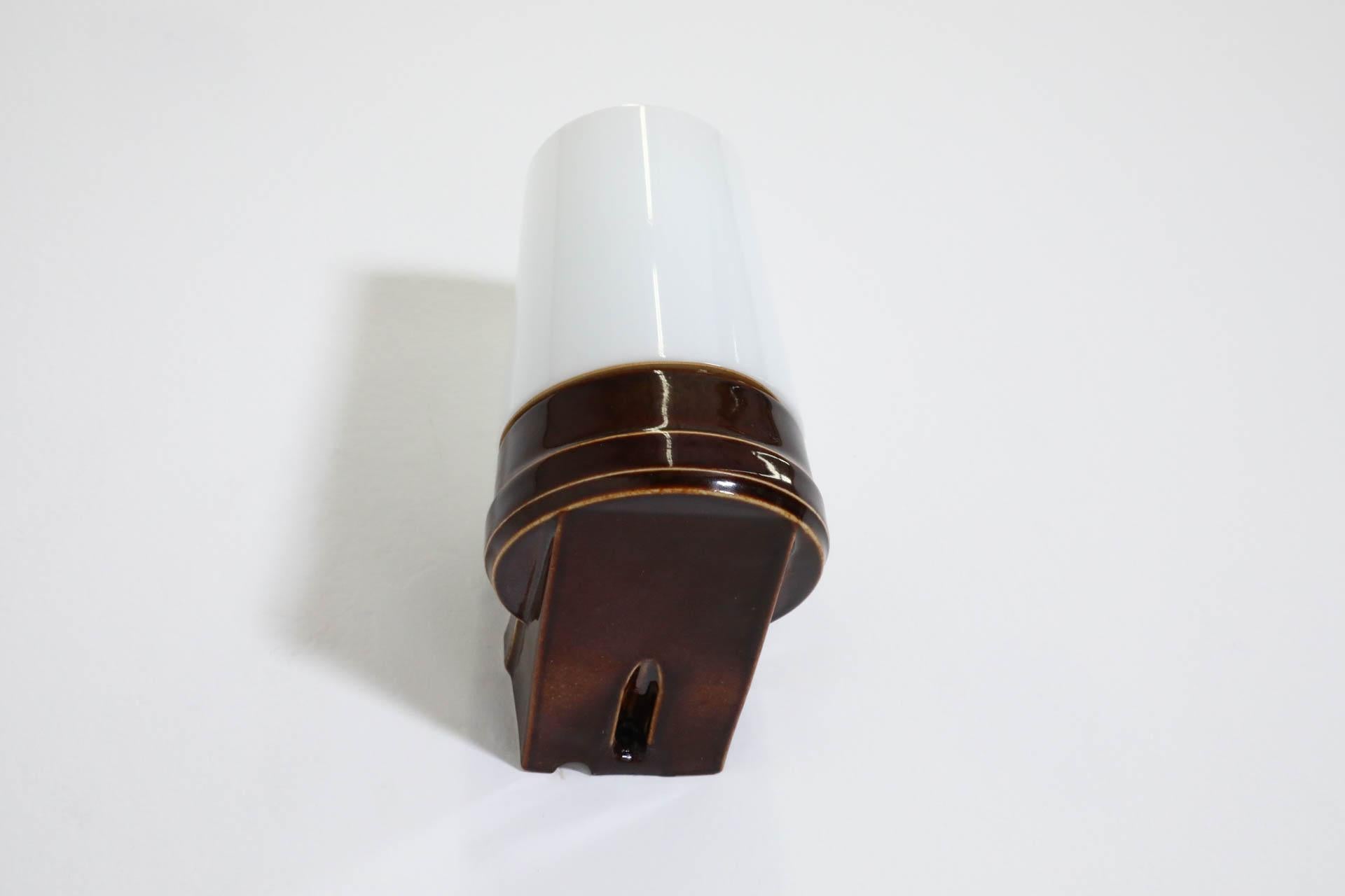 Swedish Mid-Century Espresso Glazed Ceramic Sconce by Sigvard Bernadotte 1