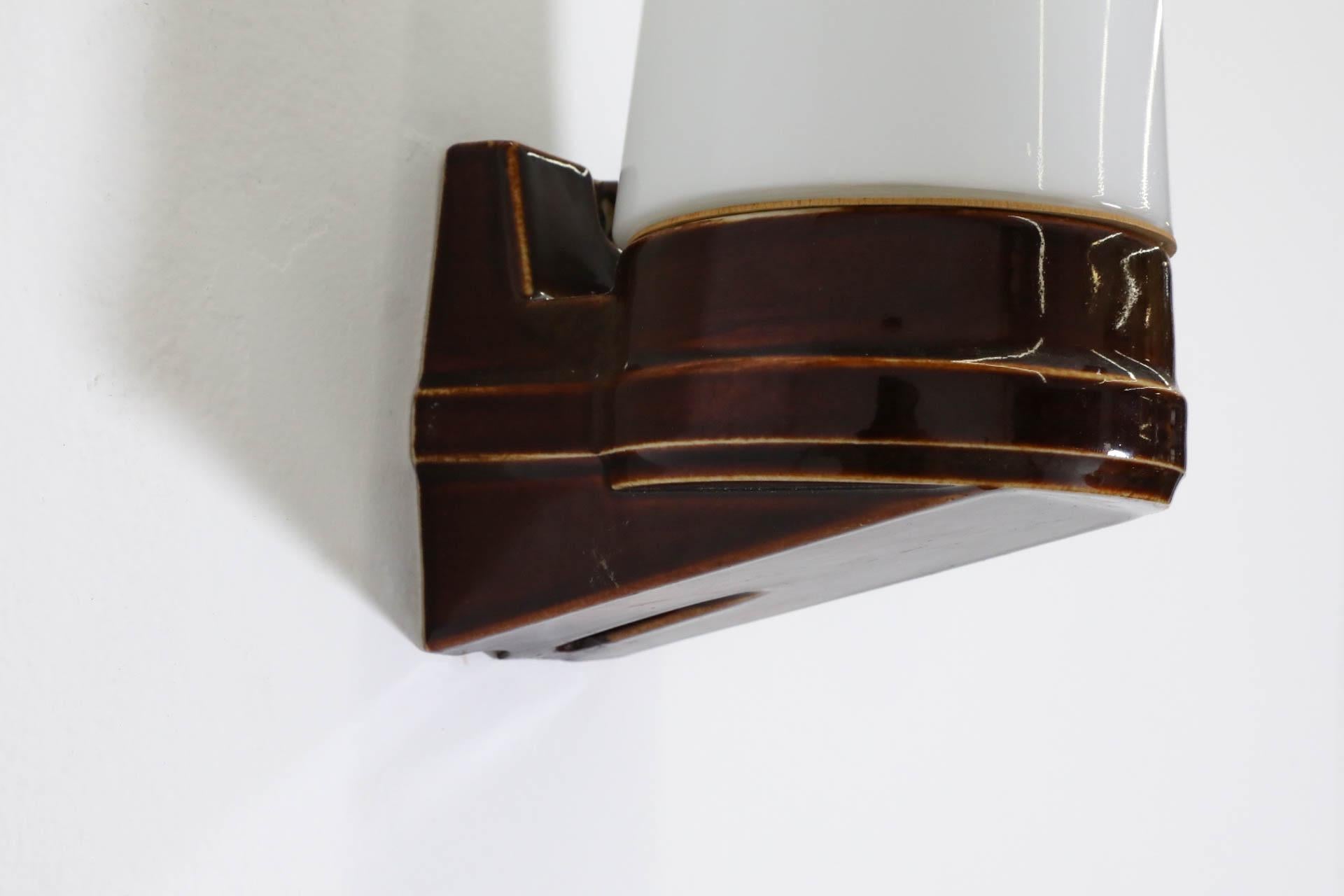 Swedish Mid-Century Espresso Glazed Ceramic Sconce by Sigvard Bernadotte 2