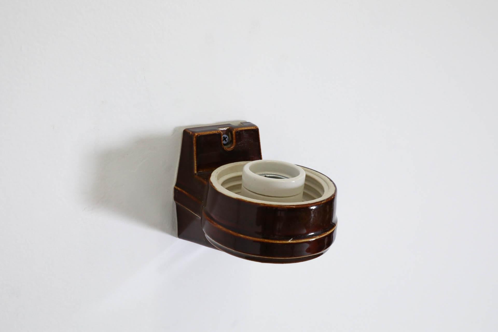 Swedish Mid-Century Espresso Glazed Ceramic Sconce by Sigvard Bernadotte 3
