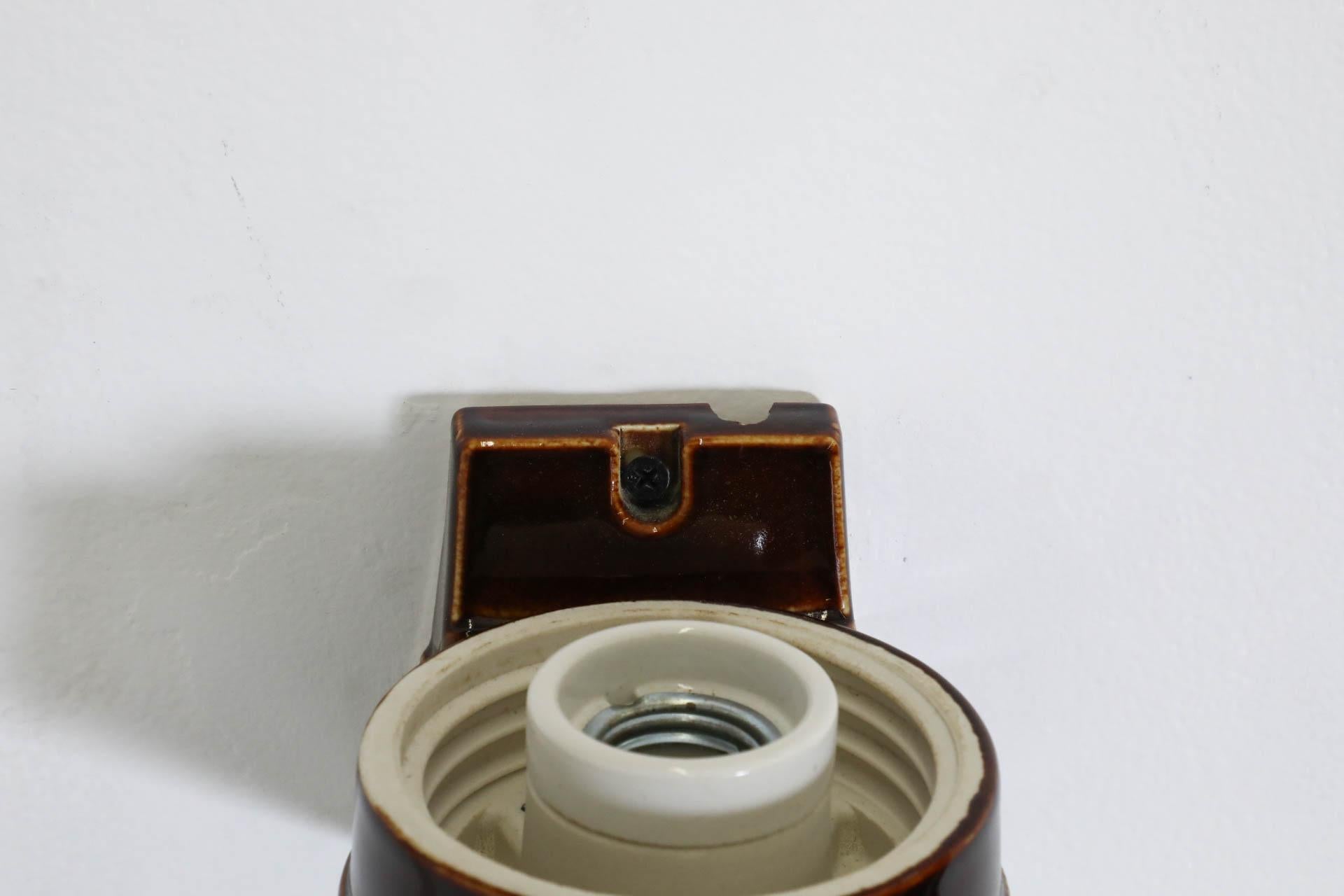 Swedish Mid-Century Espresso Glazed Ceramic Sconce by Sigvard Bernadotte 4