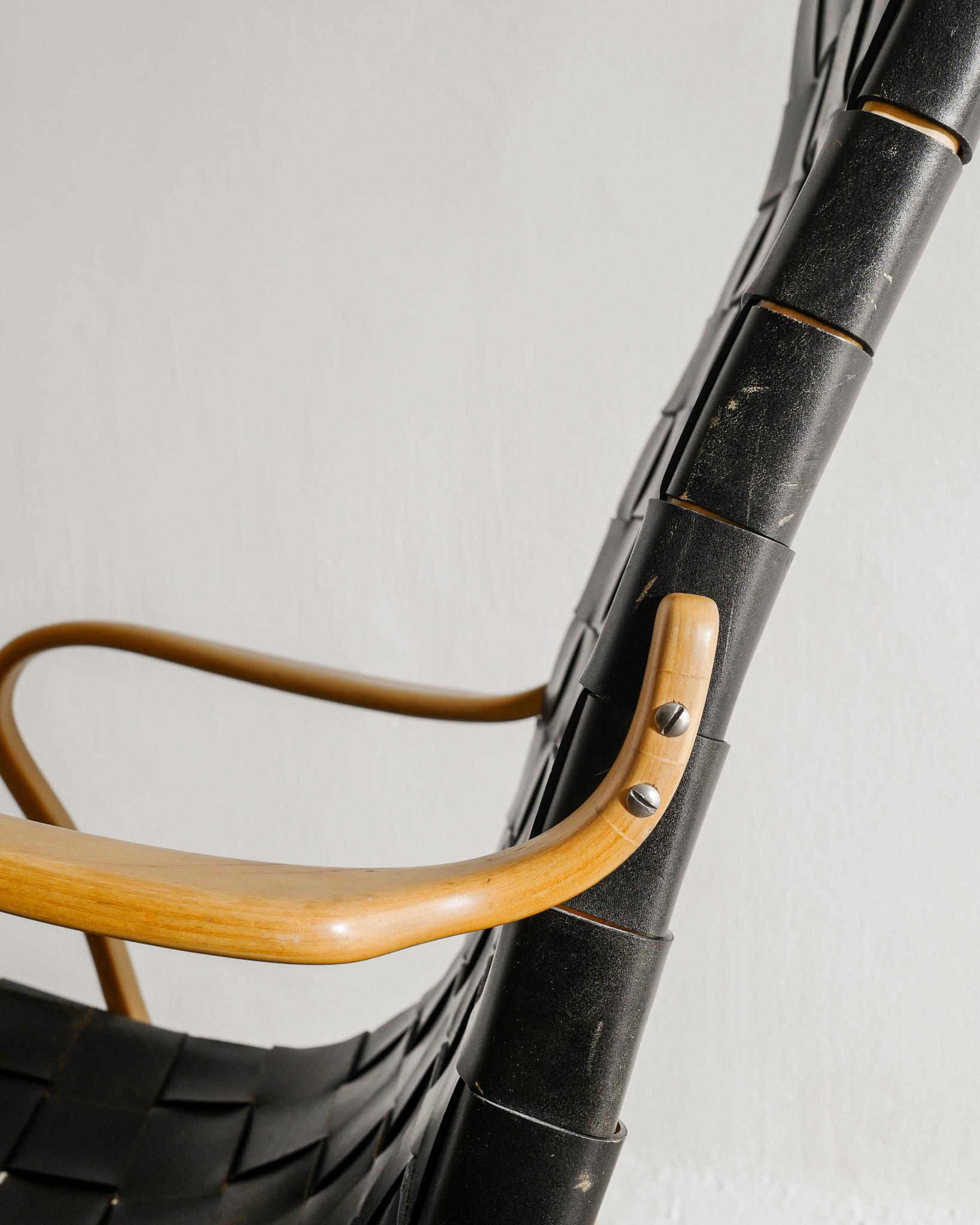 Cuir Fauteuil suédois du milieu du siècle 