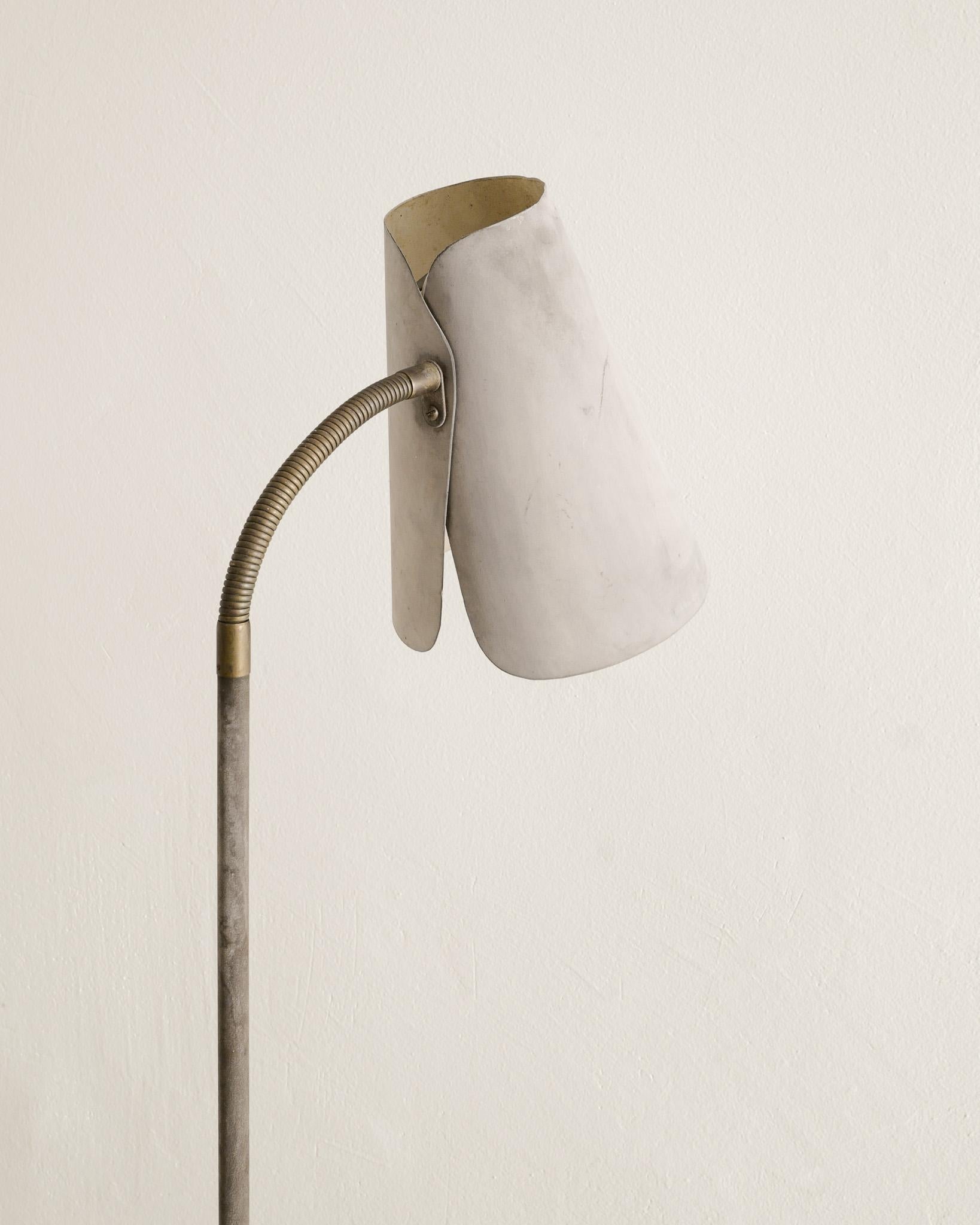 Metal Swedish Mid Century Floor Lamp by Harald Notini Produced by Böhlmarks, 1930s For Sale