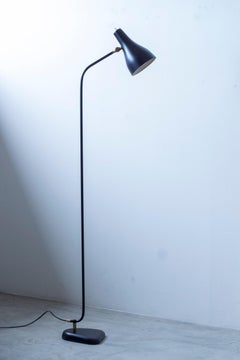Swedish mid century Floor lamp no. 309 by Boréns, Black and brass 1950s