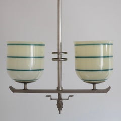 Swedish Mid-century Glass and Pewter Pendant