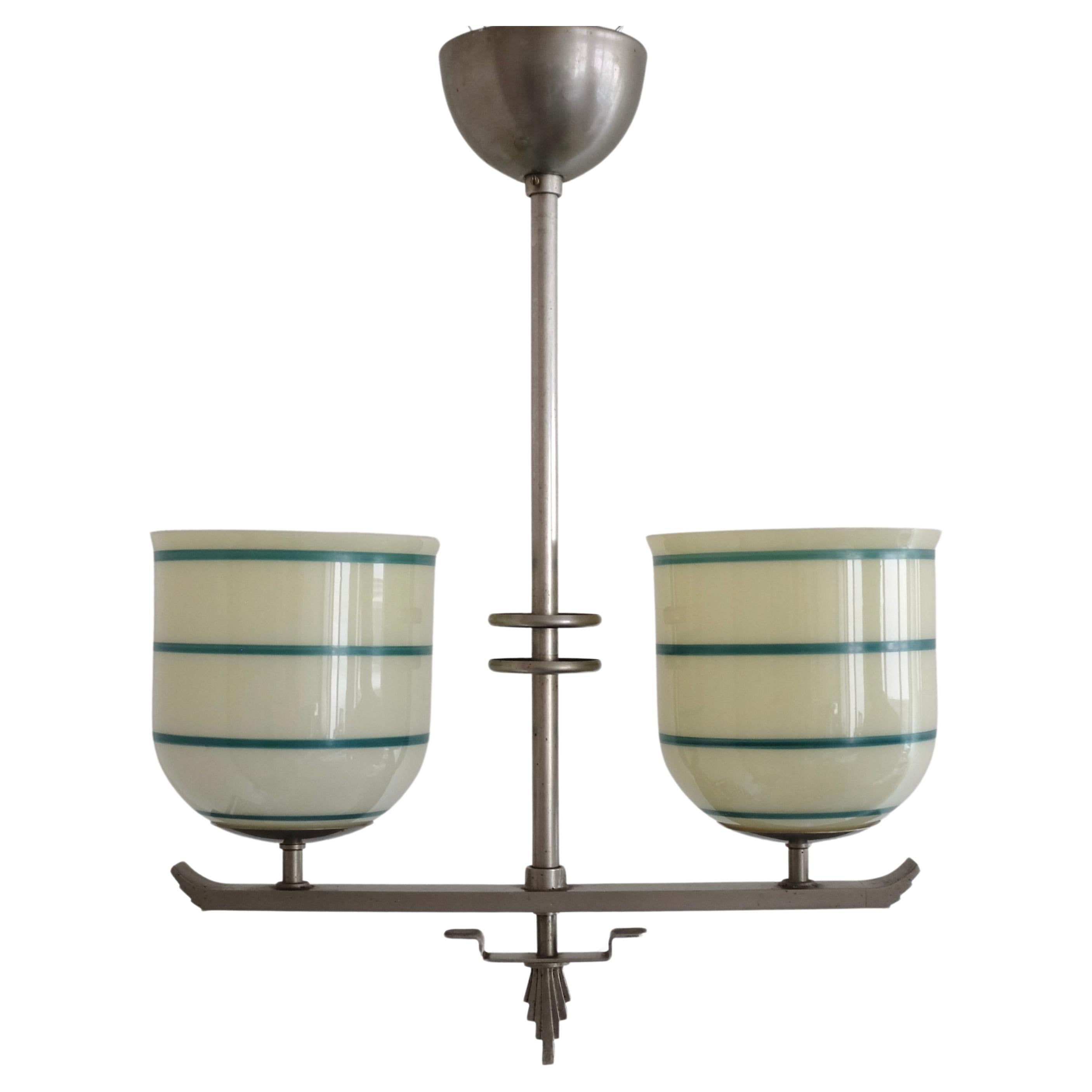 Schwedische Mid-Century-Pendelleuchte aus Glas und Zinn im Angebot