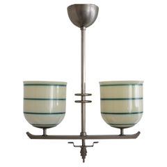 Swedish Mid-century Glass and Pewter Pendant