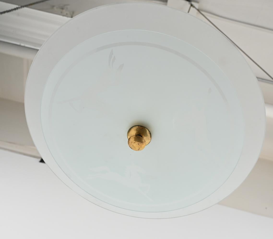 20th Century Swedish Mid-Century Glass Saucer Chandelier