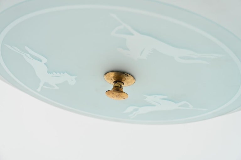 Swedish Mid-Century Glass Saucer Chandelier For Sale 1