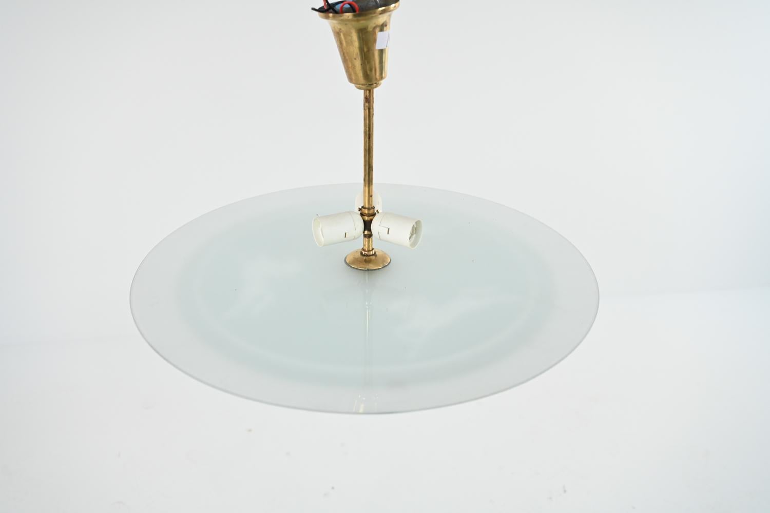 Swedish Mid-Century Glass Saucer Chandelier 2
