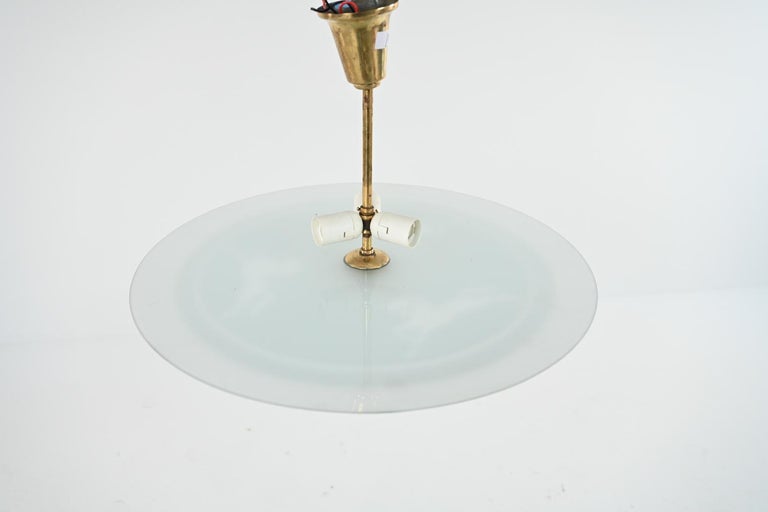 Swedish Mid-Century Glass Saucer Chandelier For Sale 2