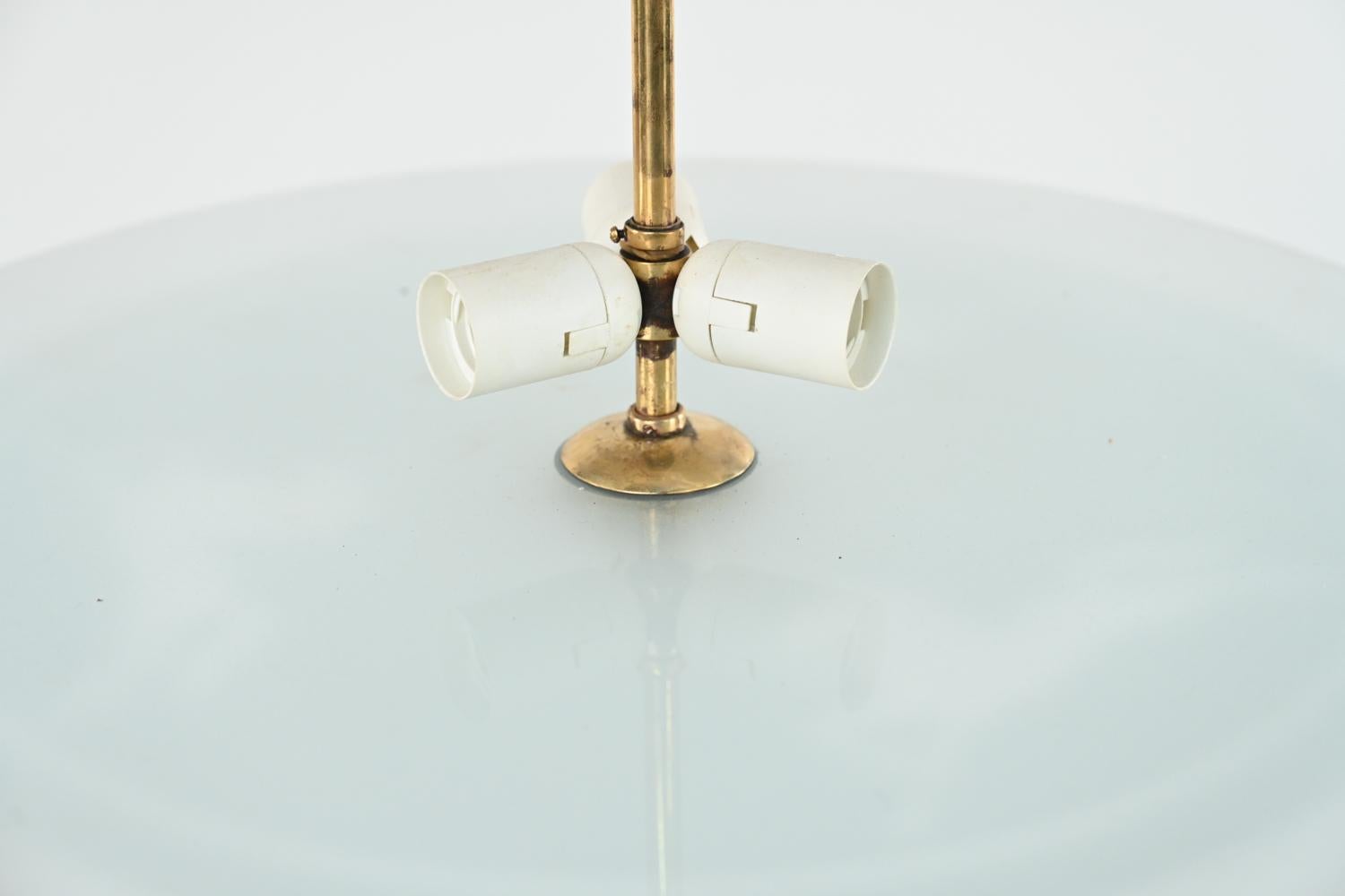 Swedish Mid-Century Glass Saucer Chandelier 3