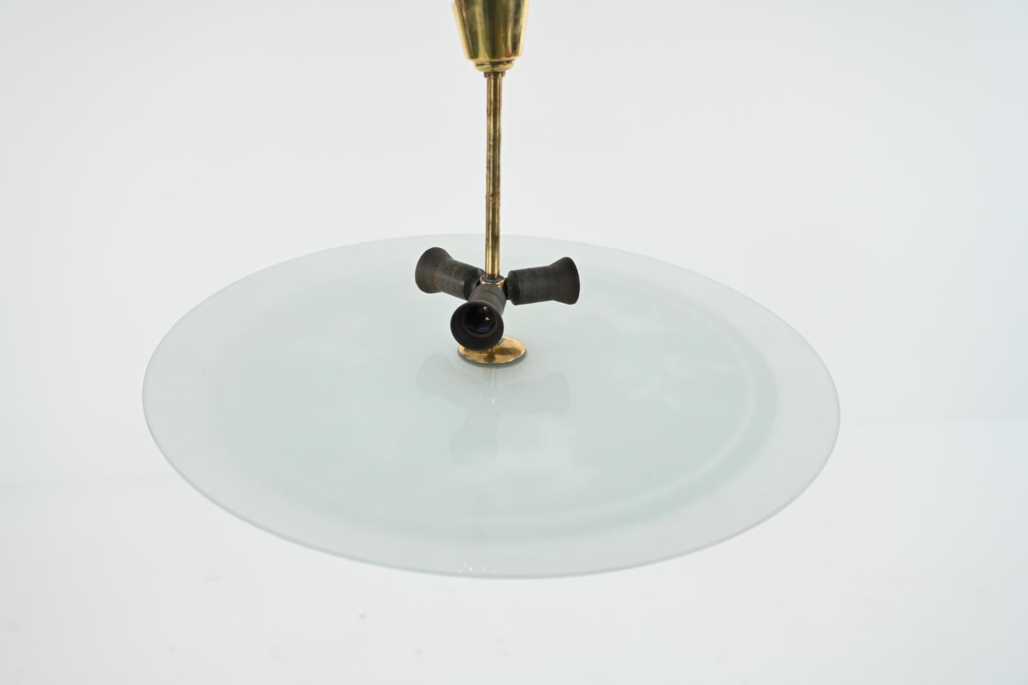 Swedish Mid-Century Glass Saucer Chandelier 3