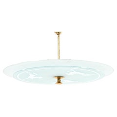 Swedish Mid-Century Glass Saucer Chandelier