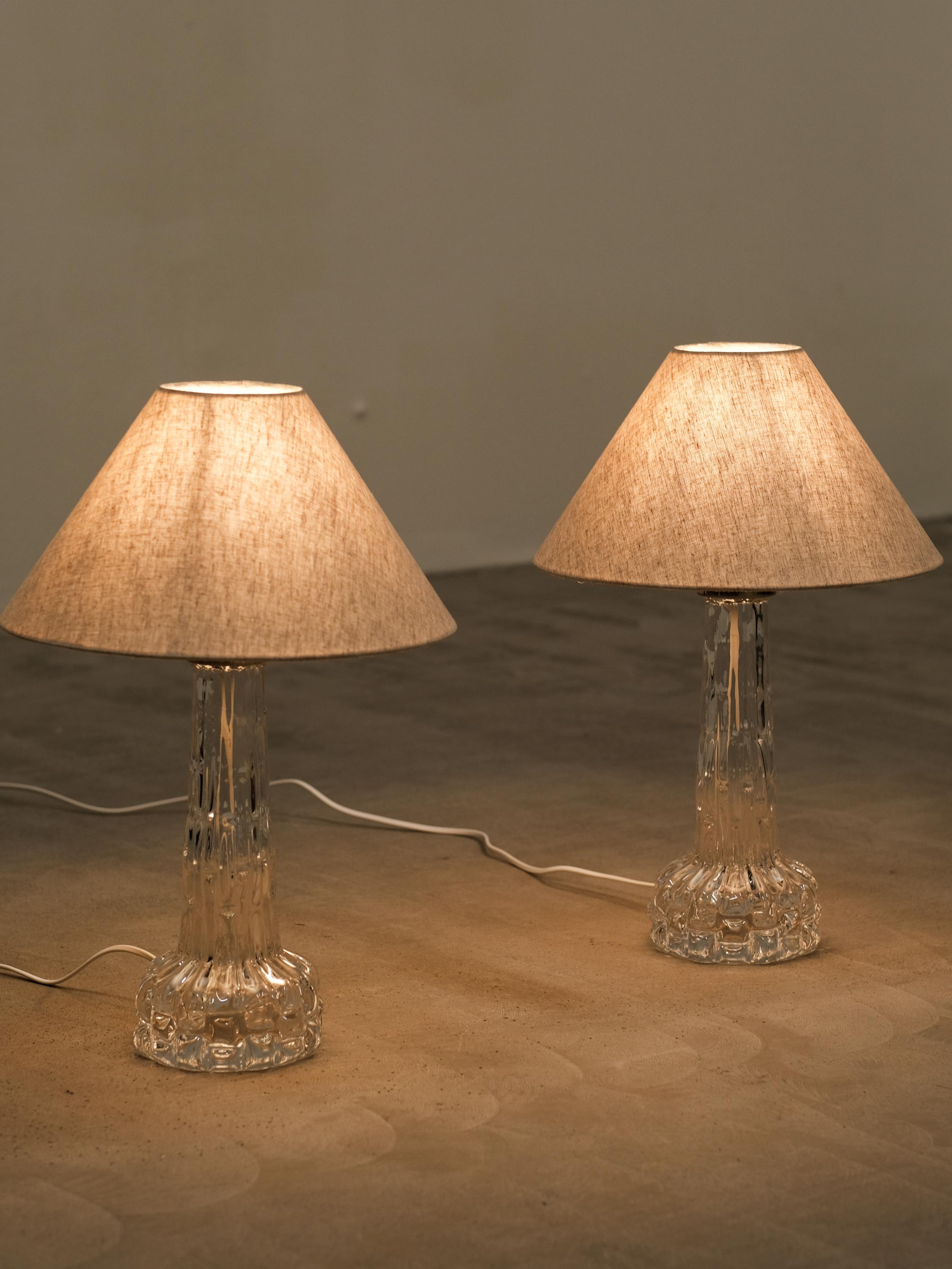 Lámparas de mesa suecas de cristal de mediados de siglo de Carl Fagerlund para Orrefors en venta 1