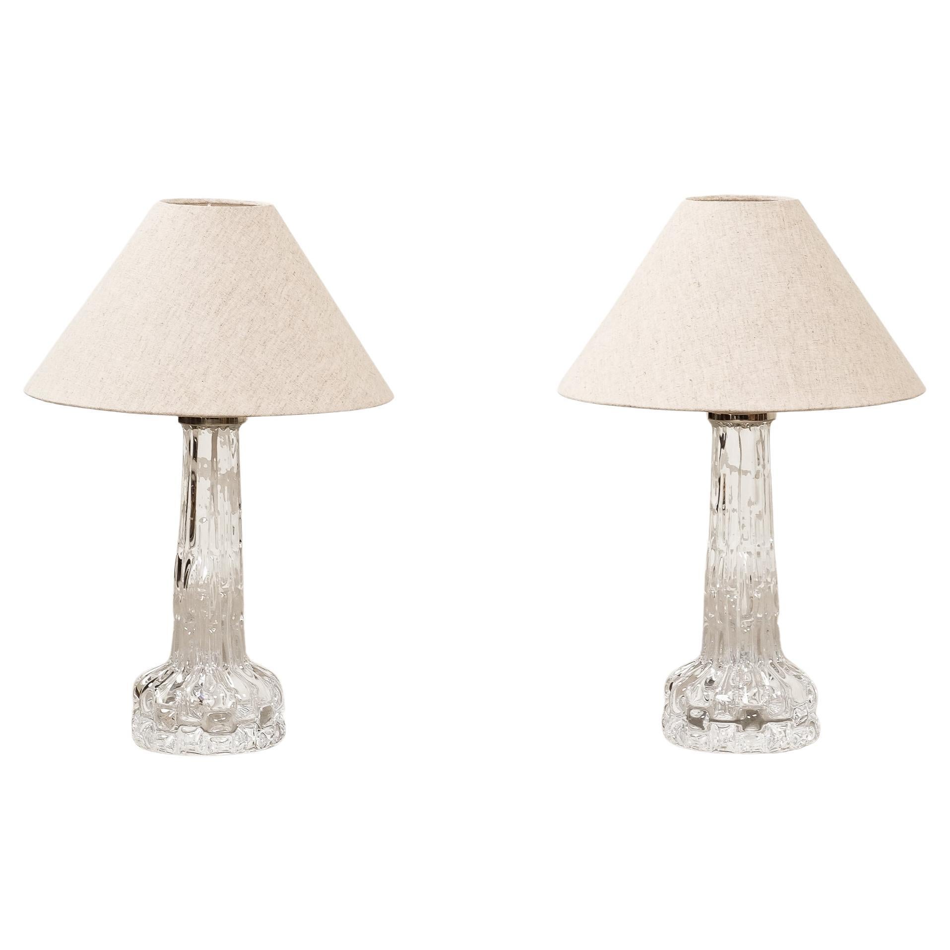 Swedish Mid-Century Glass Table Lamps by Carl Fagerlund for Orrefors