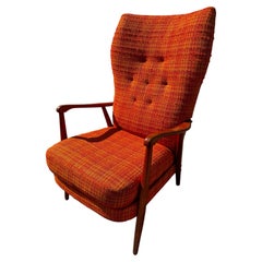 Swedish Mid Century High Back Tufted Lounge Chair