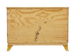 Swedish mid century inlaid birch chest of drawers