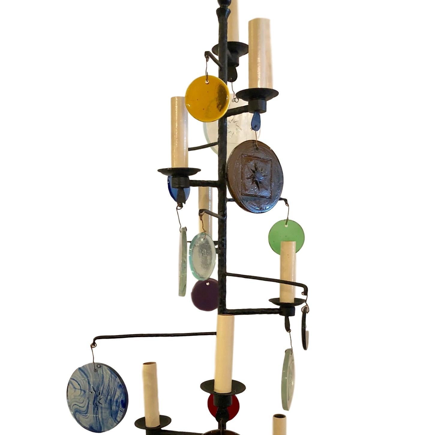 Swedish Midcentury Iron Chandelier In Good Condition For Sale In New York, NY