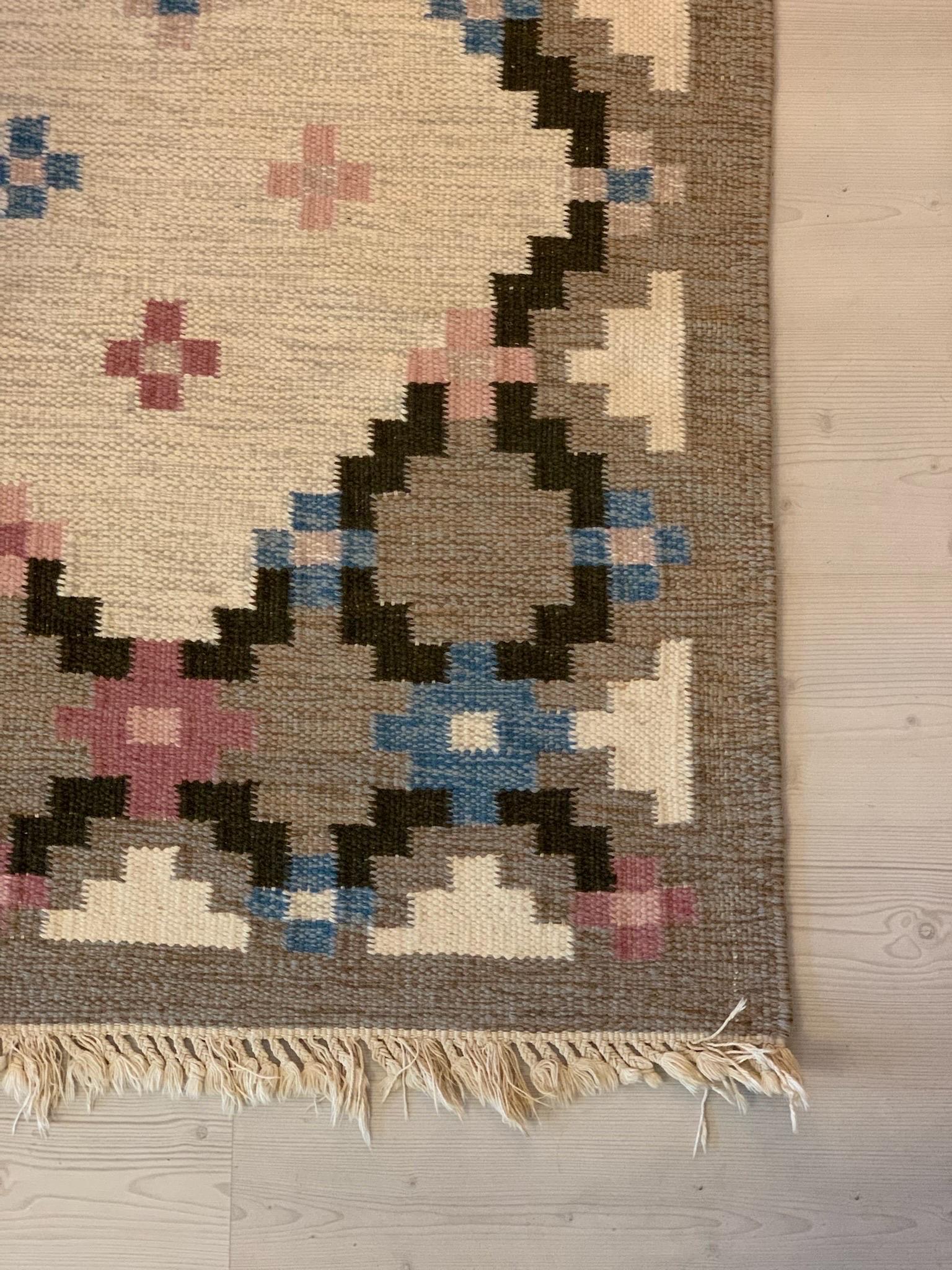 Swedish Mid-Century Kilim by Anne-Marie Boberg 1950s In Good Condition For Sale In St-Brais, JU