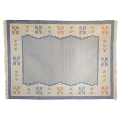 Swedish Mid-Century Kilim in Pale Tones of Blue