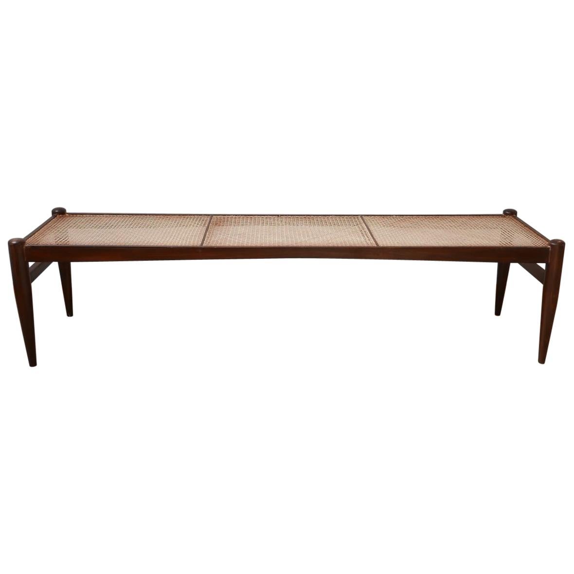 Swedish Mid-Century Long Cane Bench or Coffee Table