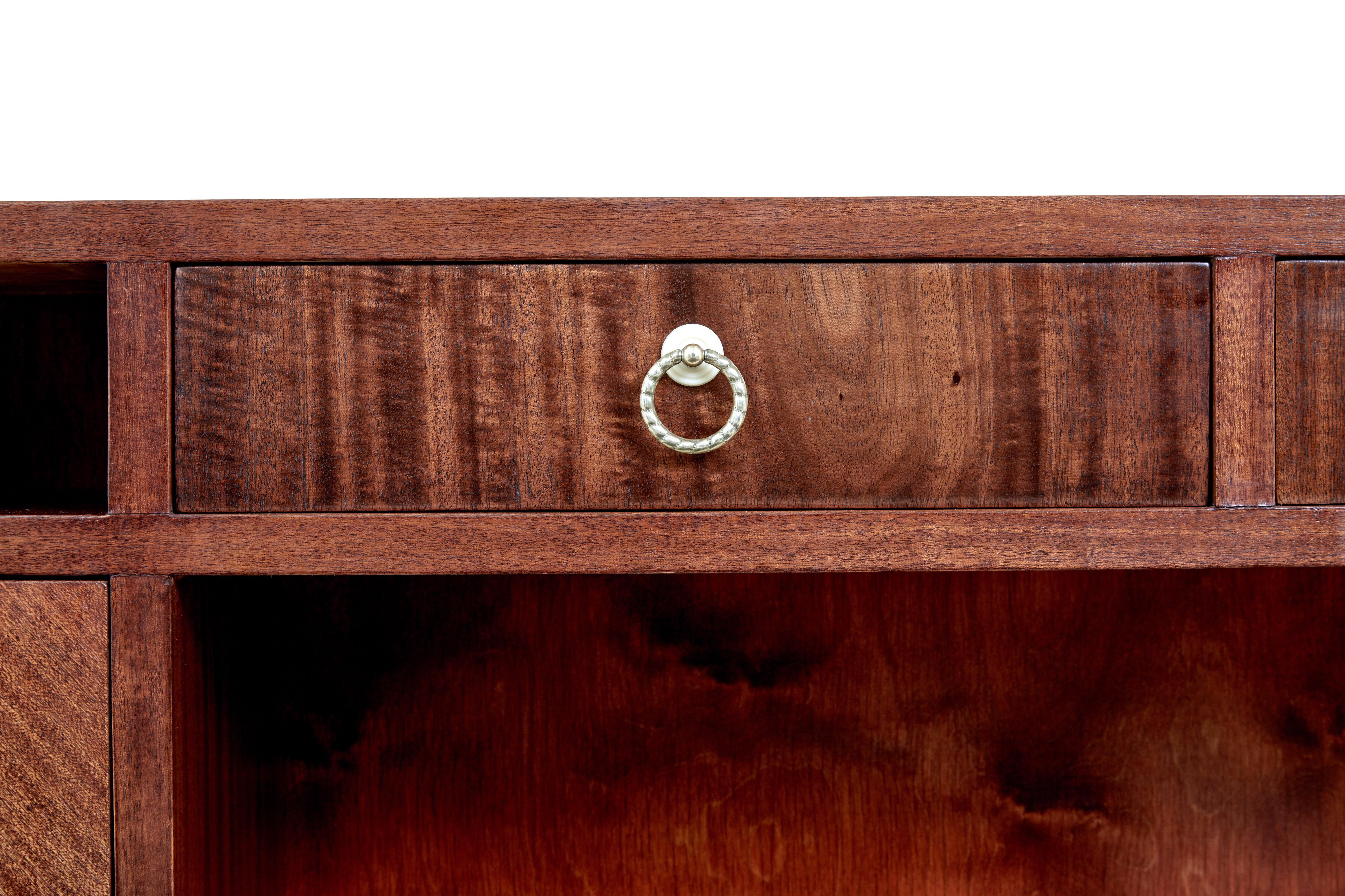 Hand-Crafted Swedish Mid Century Mahogany Low Open Bookcase