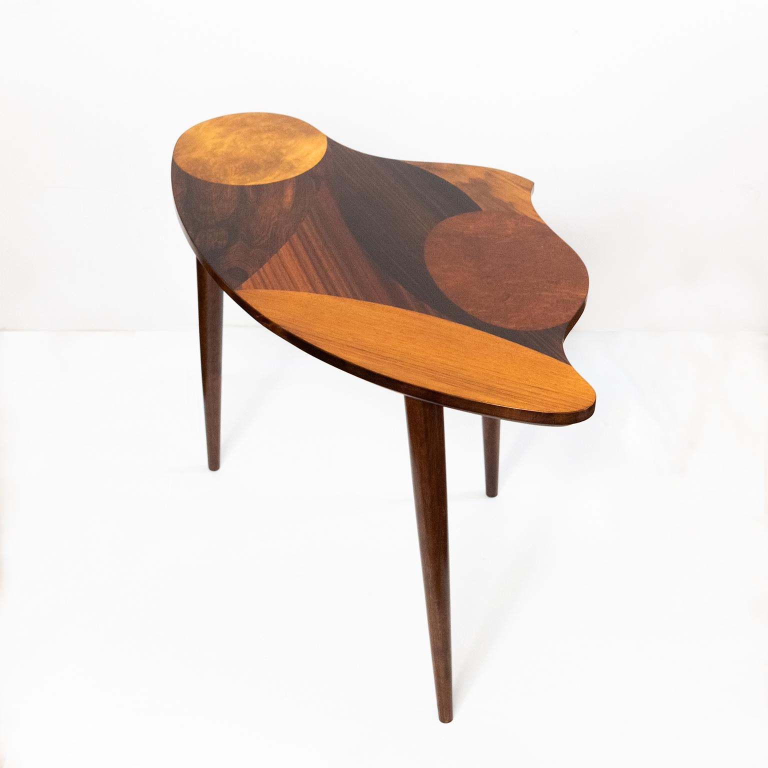 Scandinavian Modern Swedish Mid-Century Marquetry 3-Legged Occasional Table For Sale