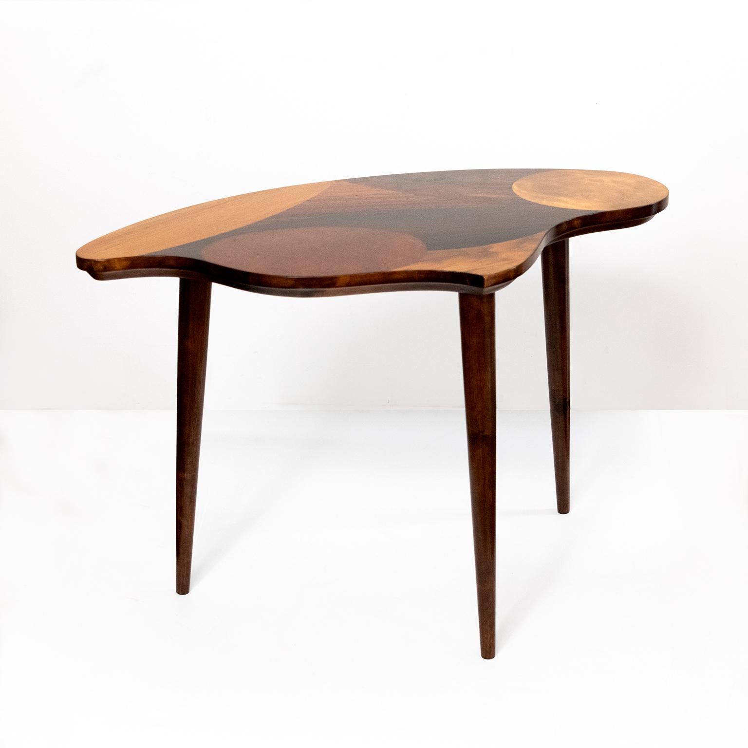 Swedish Mid-Century Marquetry 3-Legged Occasional Table In Good Condition For Sale In New York, NY