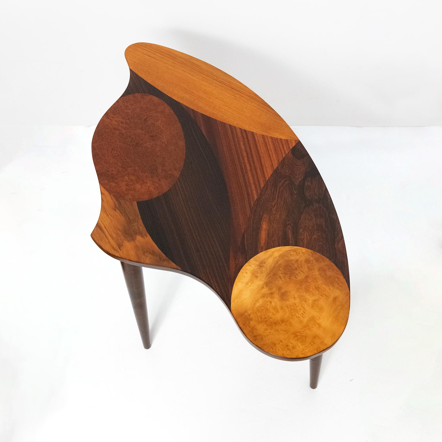 Swedish Mid-Century Marquetry 3-Legged Occasional Table For Sale 1