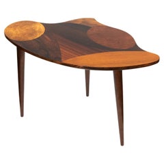 Vintage Swedish Mid-Century Marquetry 3-Legged Occasional Table