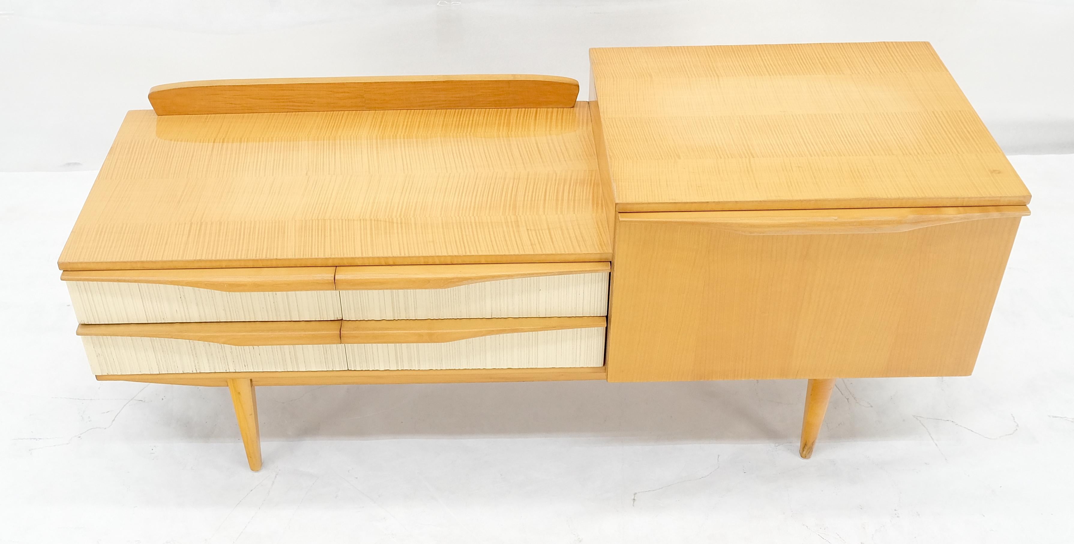 Lacquered Swedish Mid Century Modern 1950s Blond Birch Drop  Door Console Entry Hall Table For Sale
