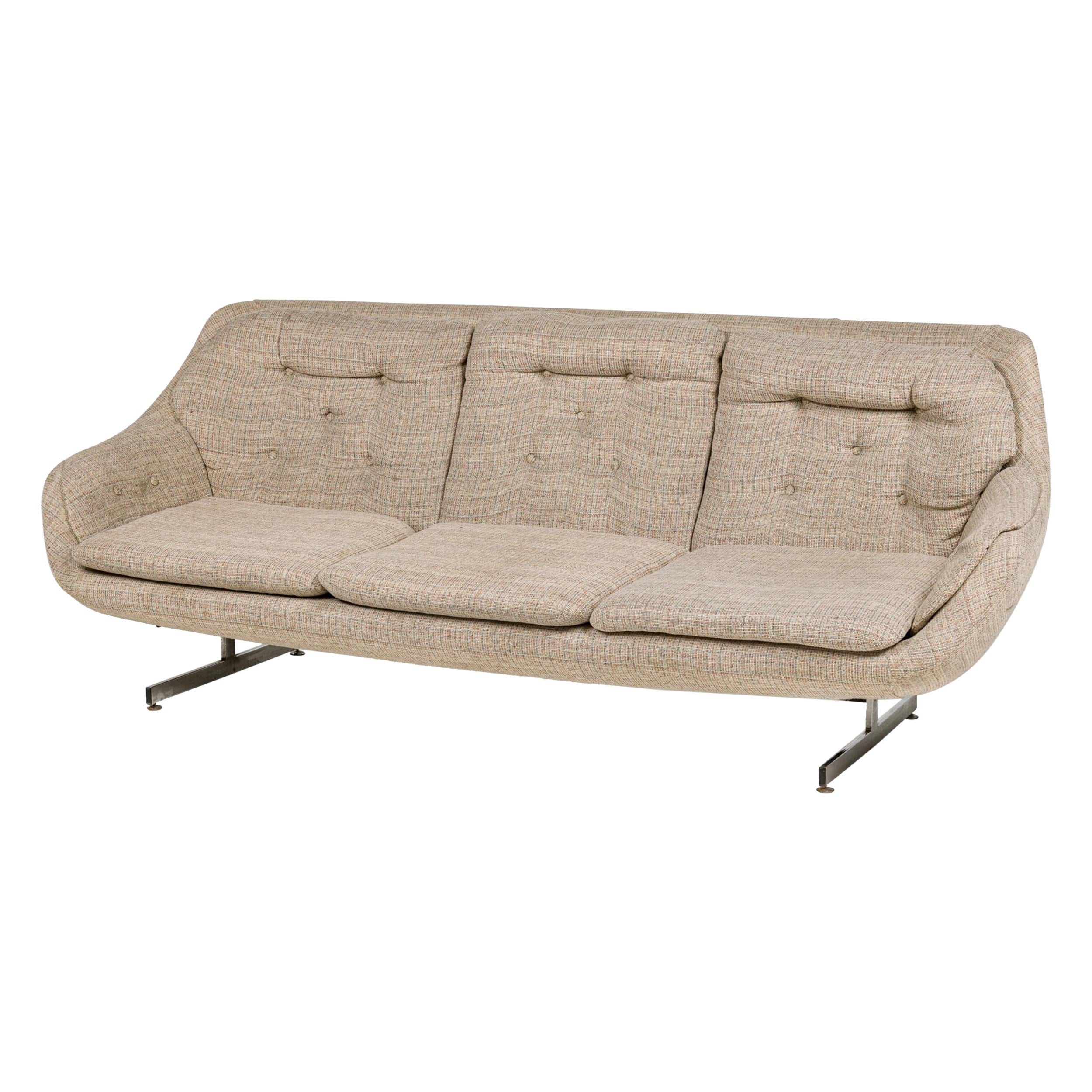 Swedish Mid-Century Modern 3 Seat Overman Style Pod Sofa