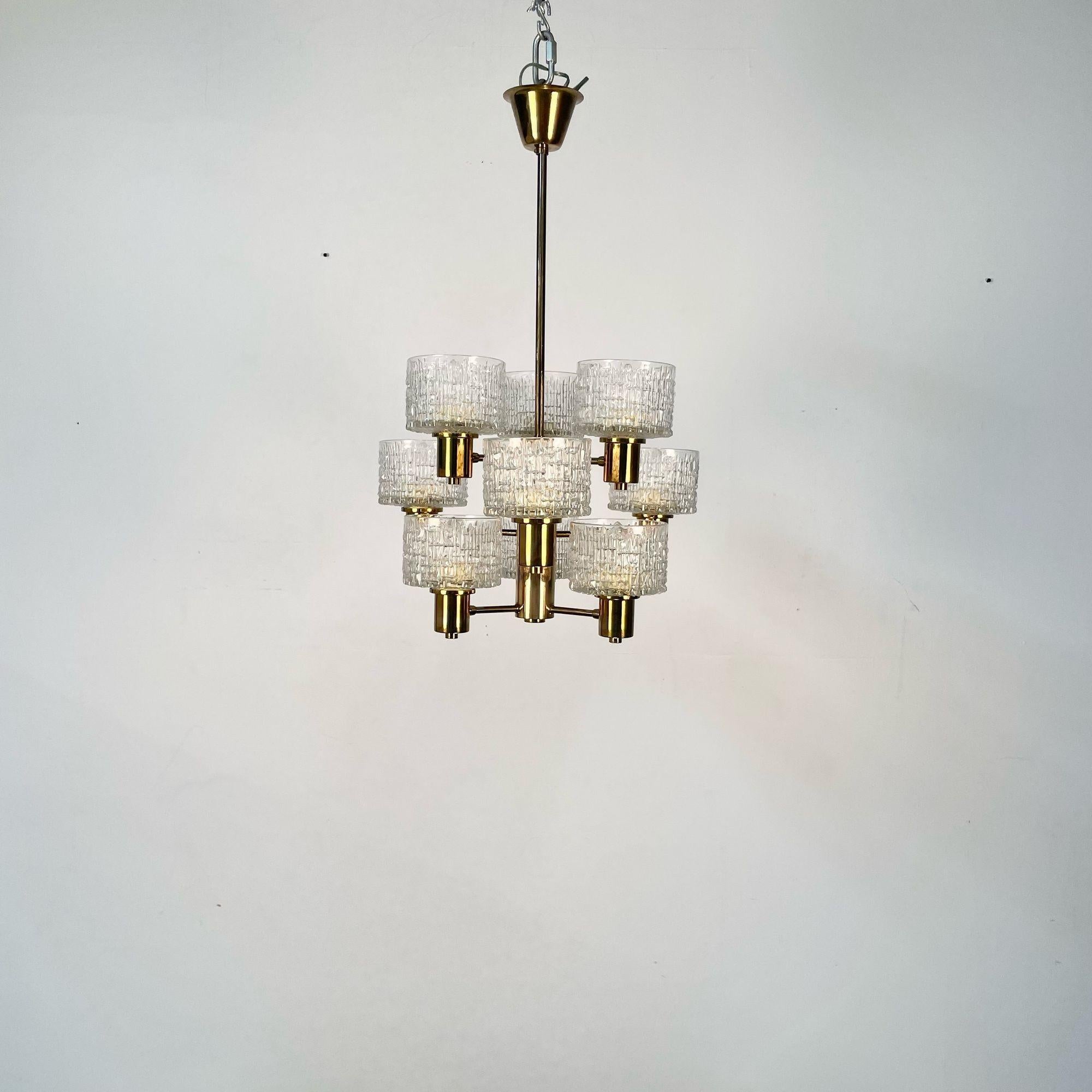 Mid-20th Century Swedish Mid-Century Modern 9 Light Chandelier / Pendant by Hans-Agne Jakobsson For Sale