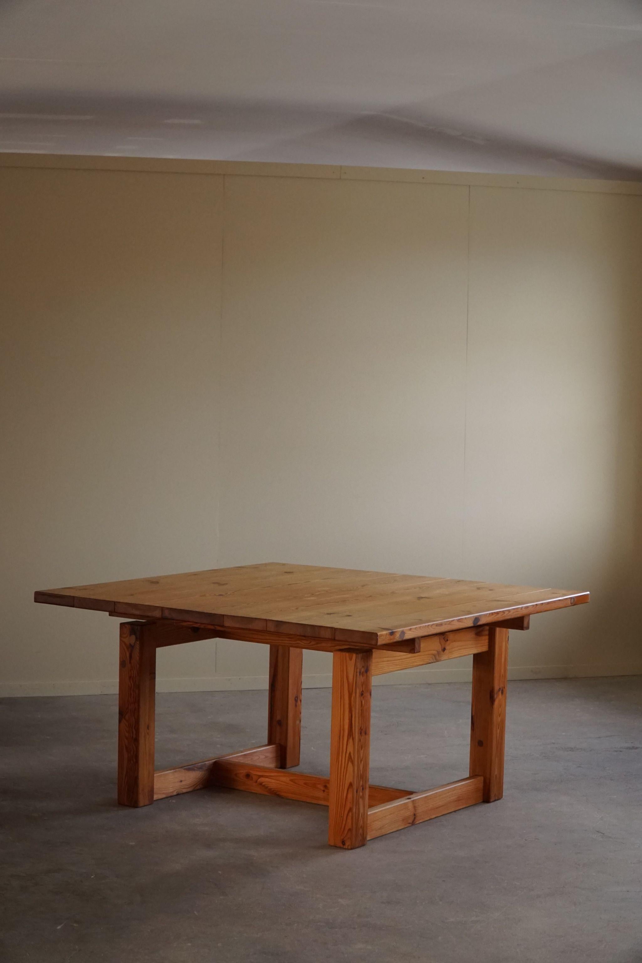 Hand-Crafted Swedish Mid Century Modern, A Large Handcrafted Table in Solid Pine, 1960s