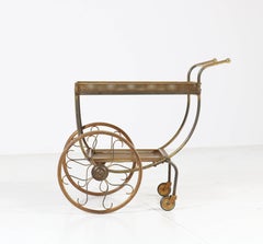 Swedish Mid-Century Modern Brass Bar Cart or Tea Trolley by Svenskt Tenn, 1950s