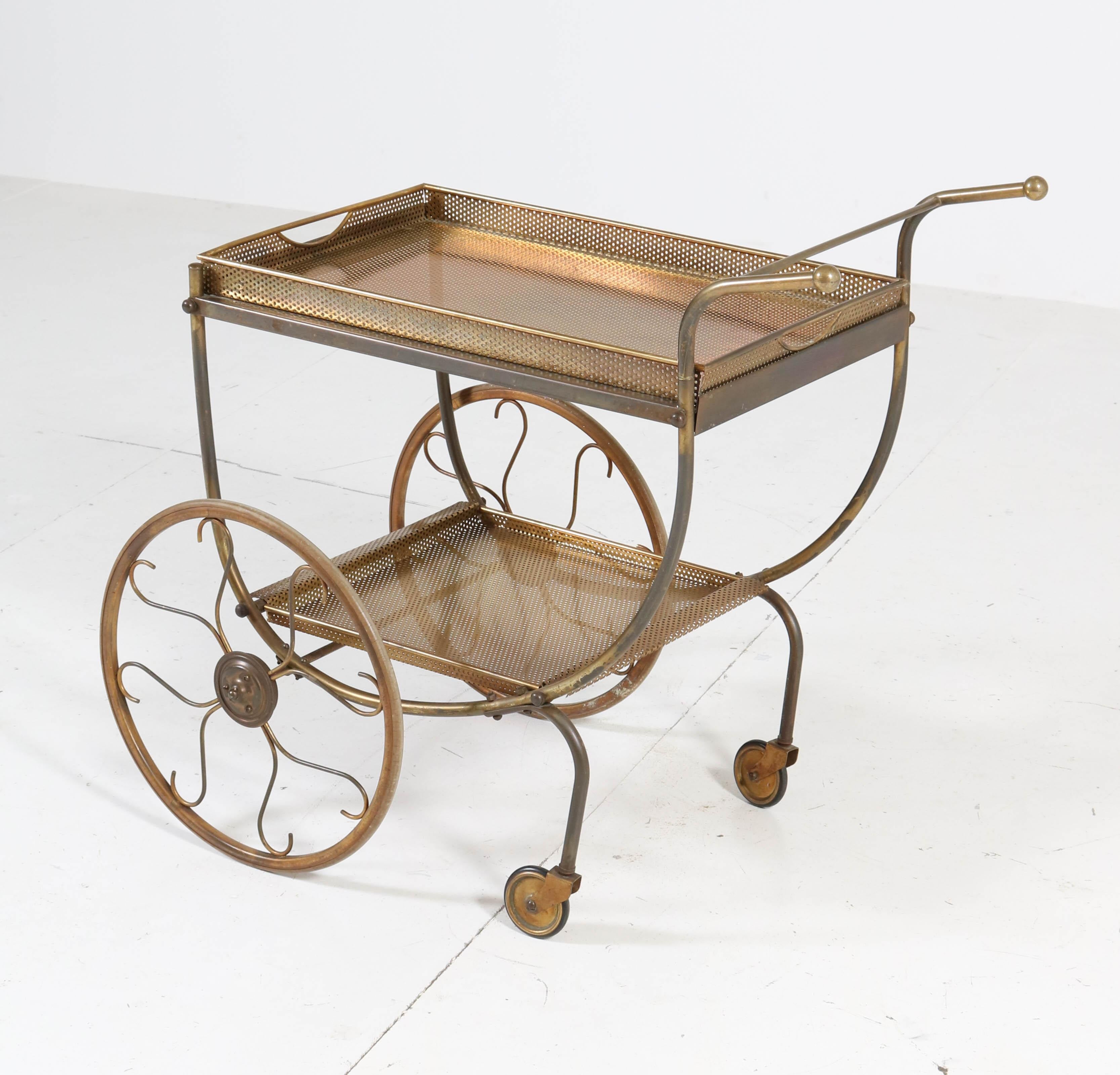 Mid-20th Century Swedish Mid-Century Modern Brass Bar Cart or Tea Trolley by Svenskt Tenn, 1950s