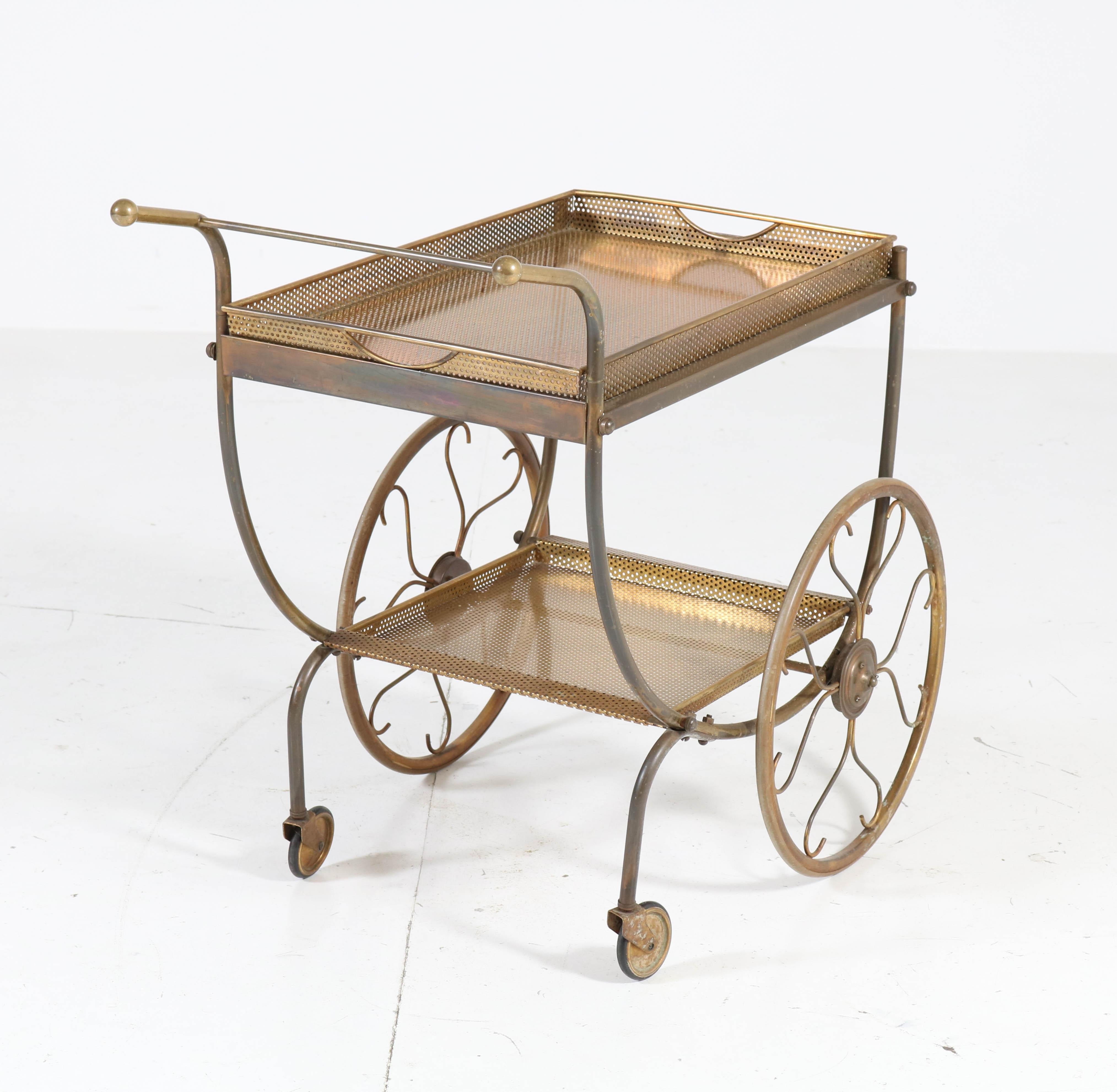 Swedish Mid-Century Modern Brass Bar Cart or Tea Trolley by Svenskt Tenn, 1950s 5