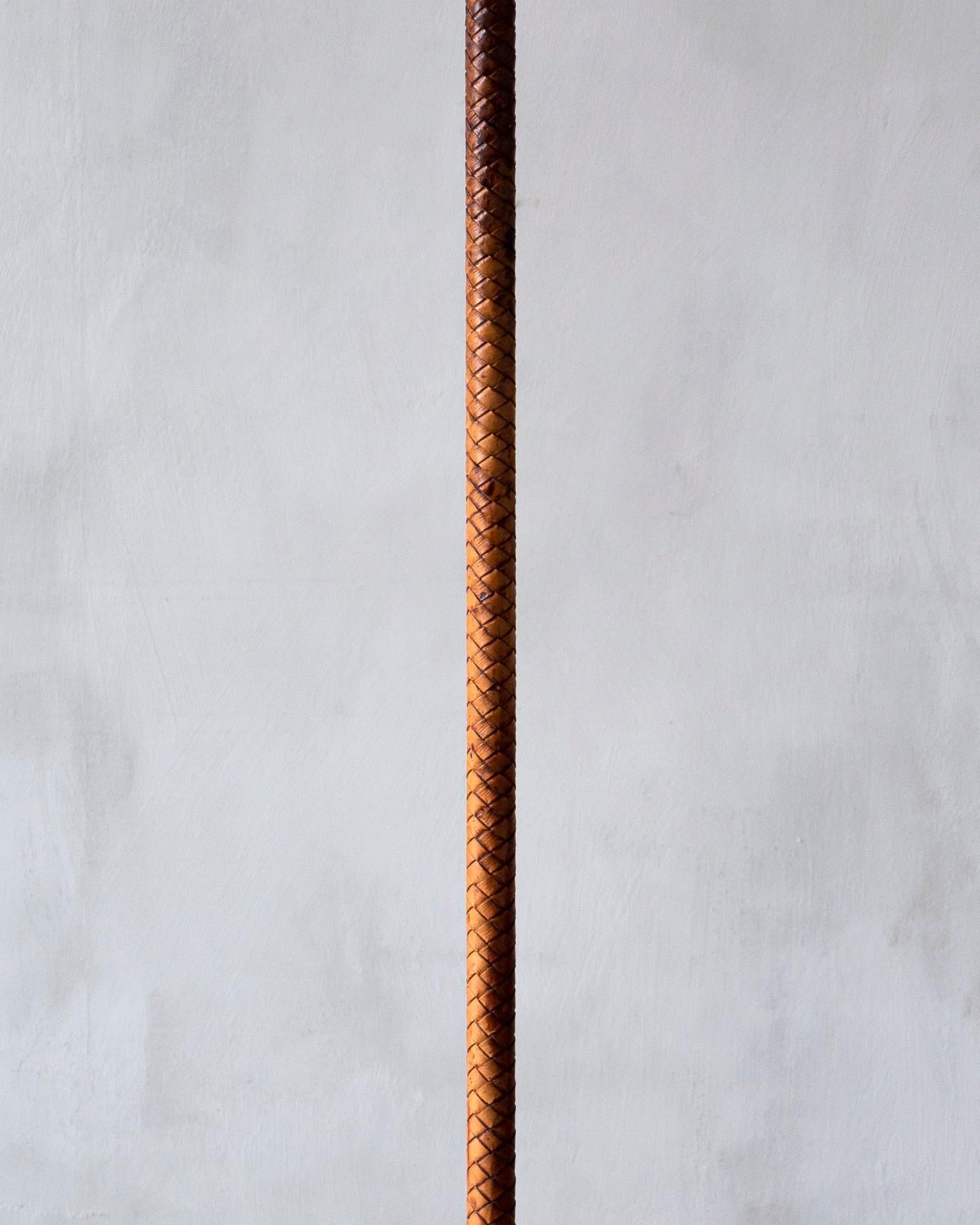 20th Century Swedish Mid-Century Modern Brass & Leather Floor Lamp For Sale