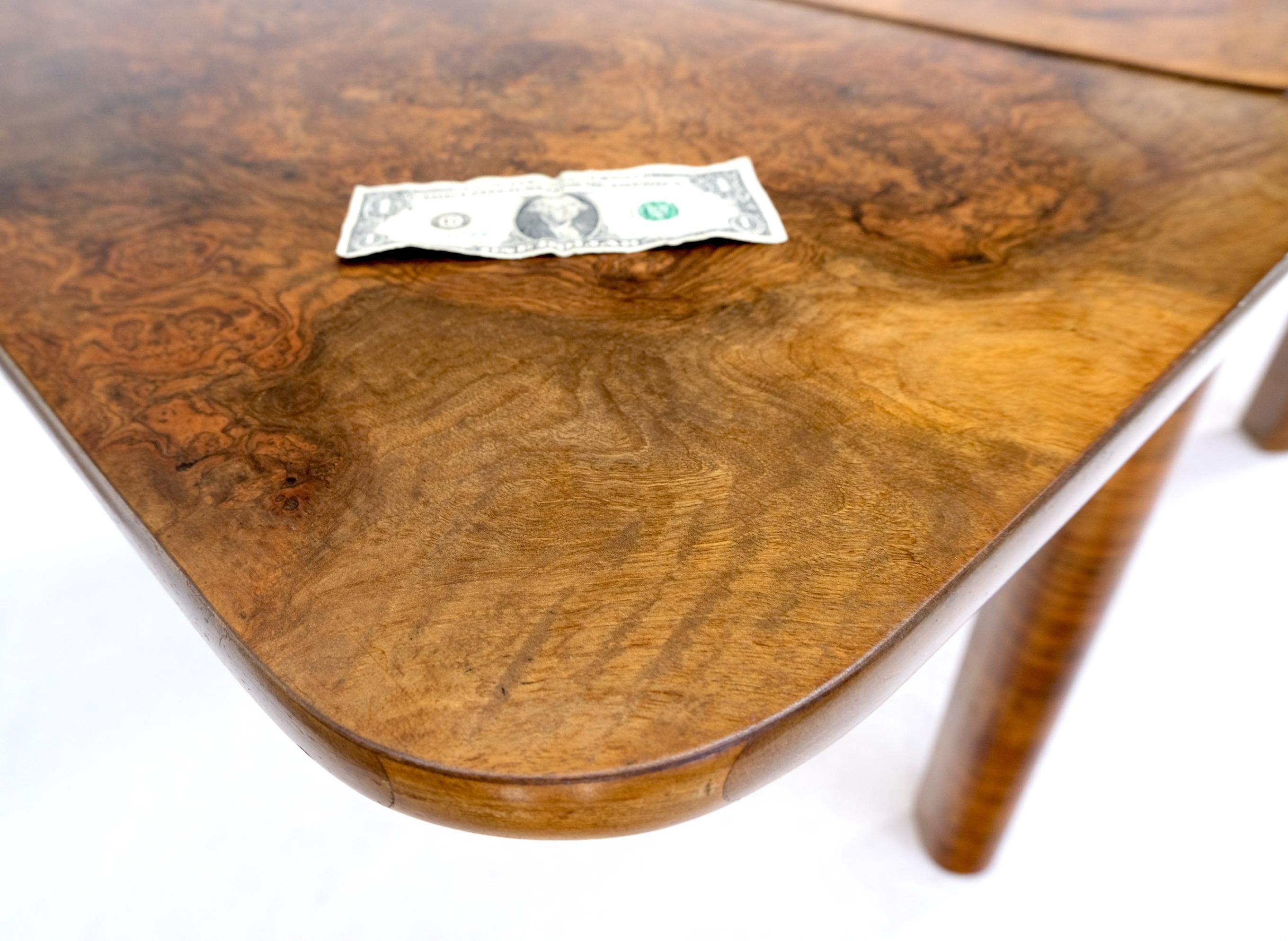 Swedish Mid-Century Modern Burl Wood Refectory Extending Dining Dinette Table For Sale 7