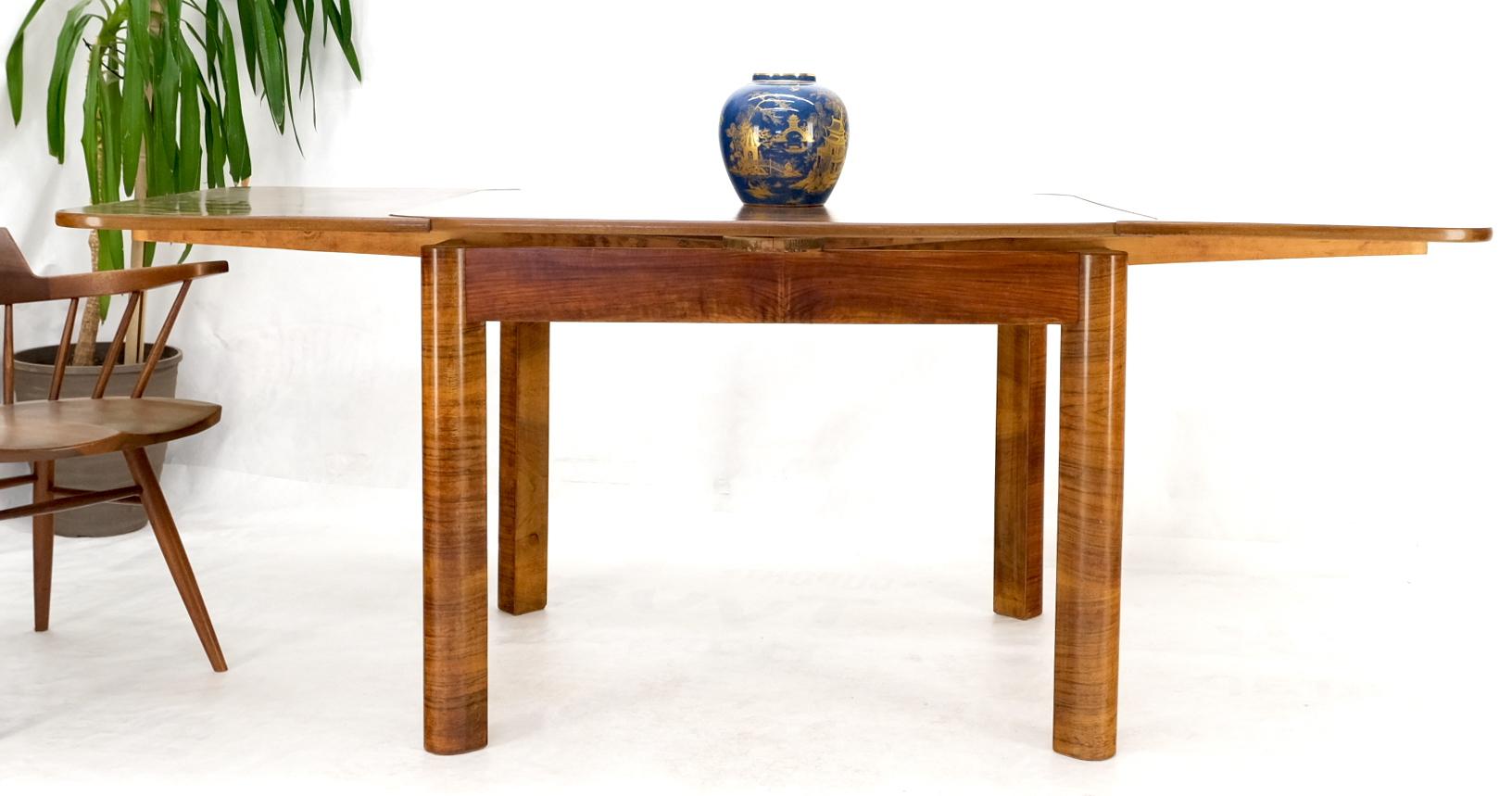 Lacquered Swedish Mid-Century Modern Burl Wood Refectory Extending Dining Dinette Table For Sale