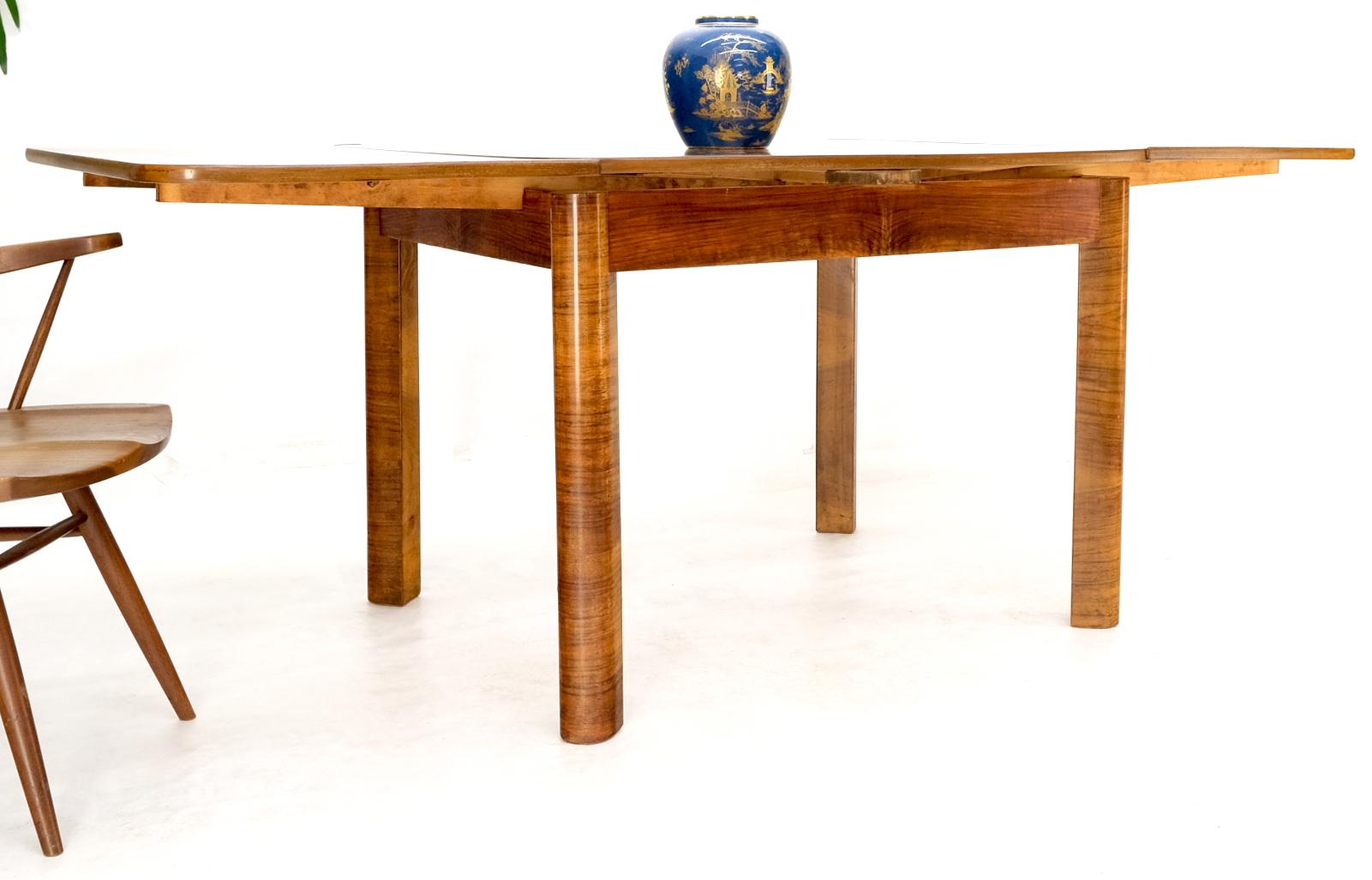 Walnut Swedish Mid-Century Modern Burl Wood Refectory Extending Dining Dinette Table For Sale