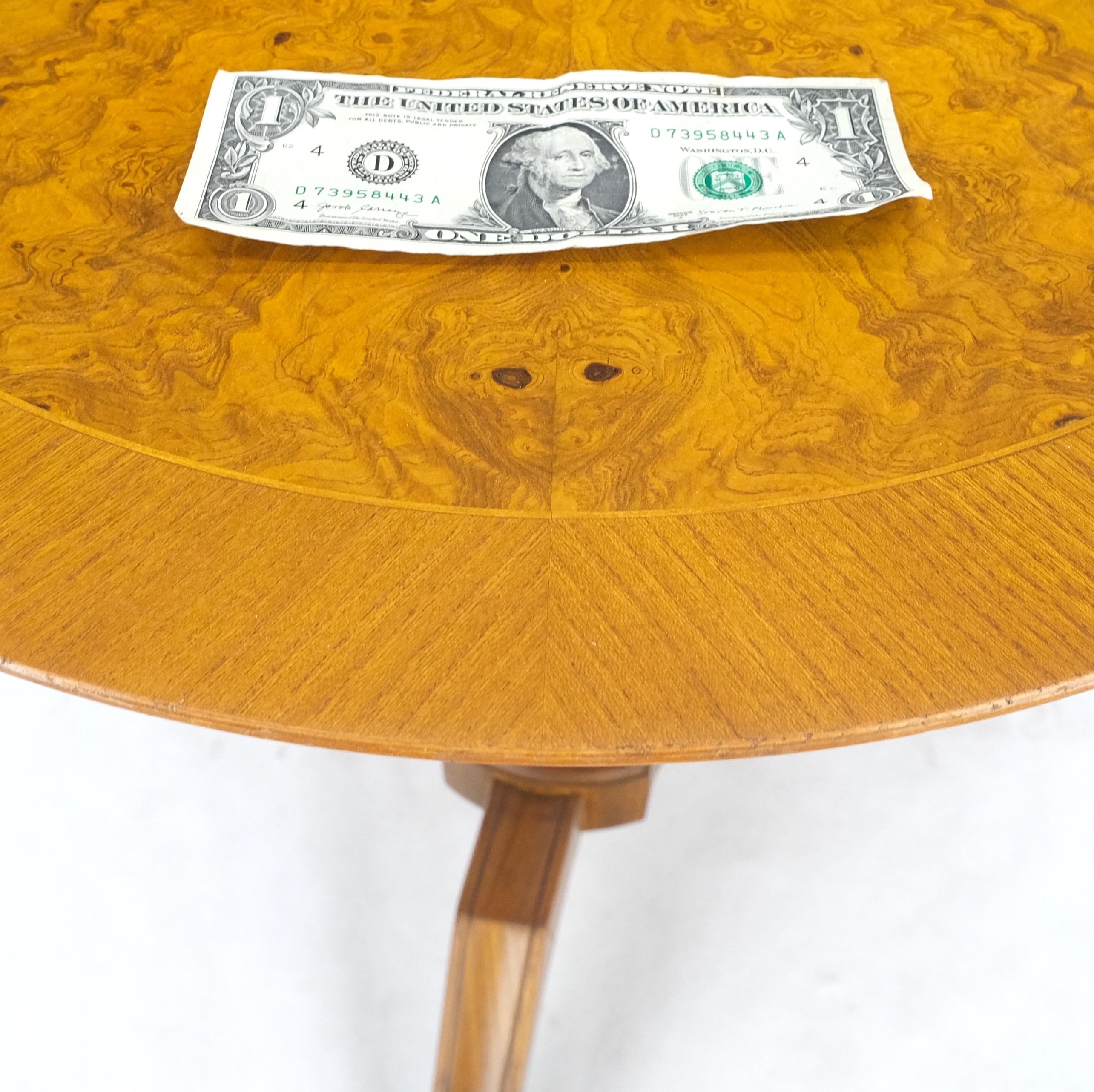 Swedish Mid-Century Modern Burl Wood Tri Legged Side End Table Stand 1949 Mint! For Sale 7