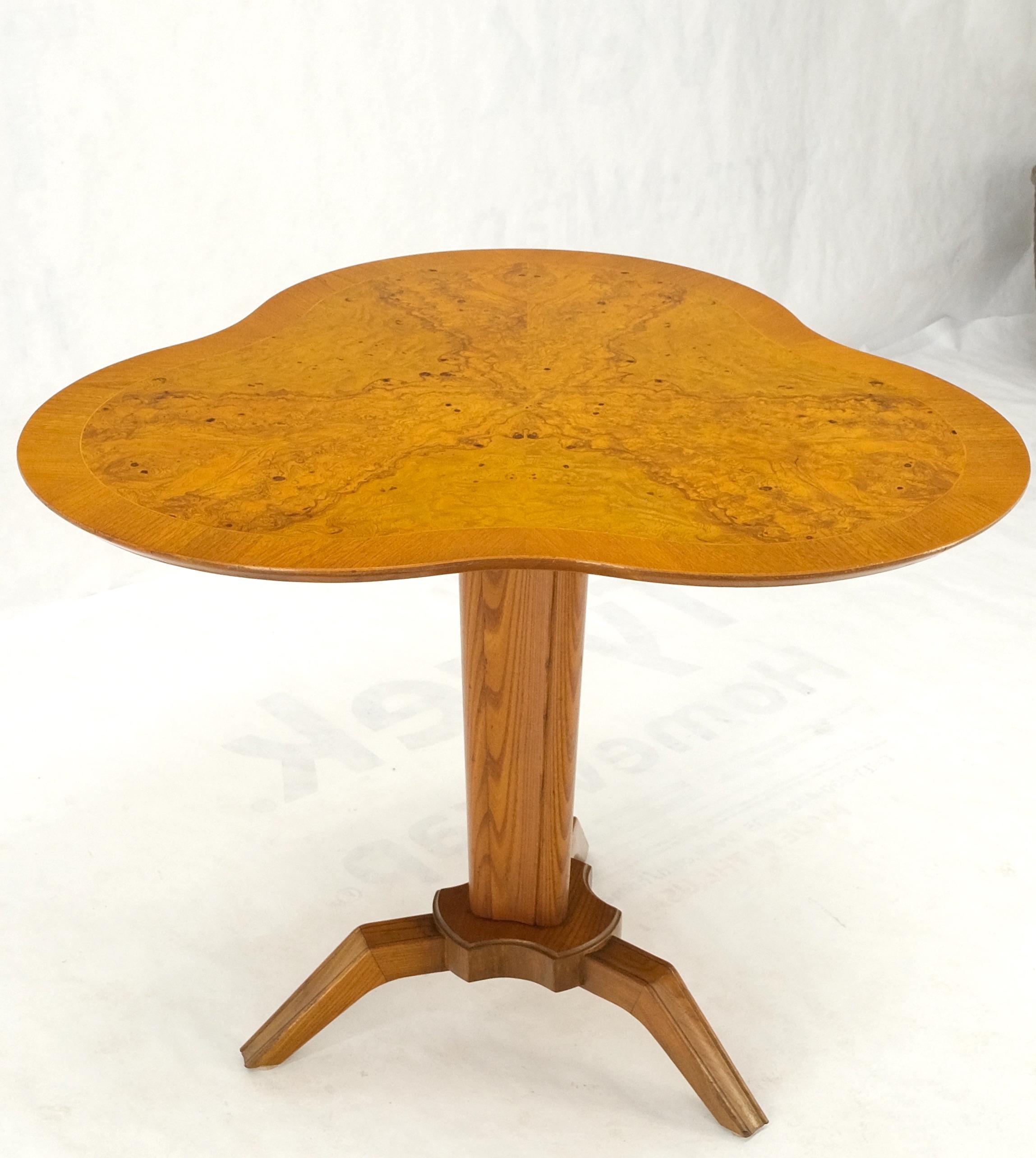 Swedish Mid-Century Modern Burl Wood Tri Legged Side End Table Stand 1949 Mint! For Sale 8