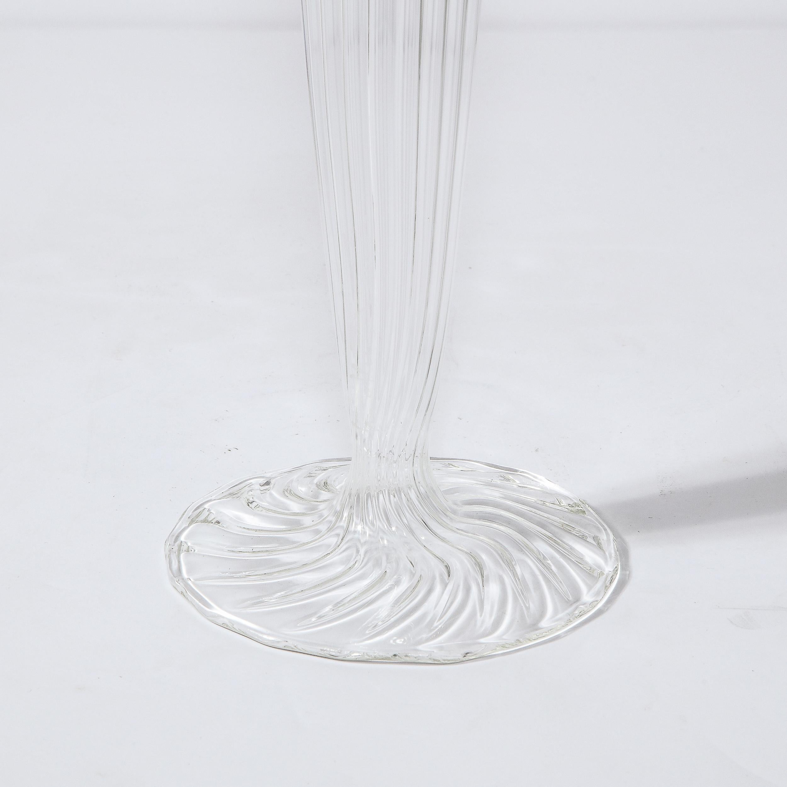 Mid-20th Century Swedish Mid-Century Modern Channeled Translucent Glass Candleholder