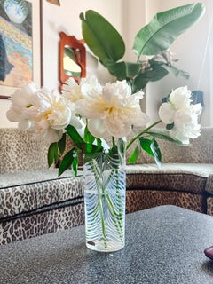 Swedish Mid-Century Modern Clear and White Swirl Vase by Kosta Boda, Signed